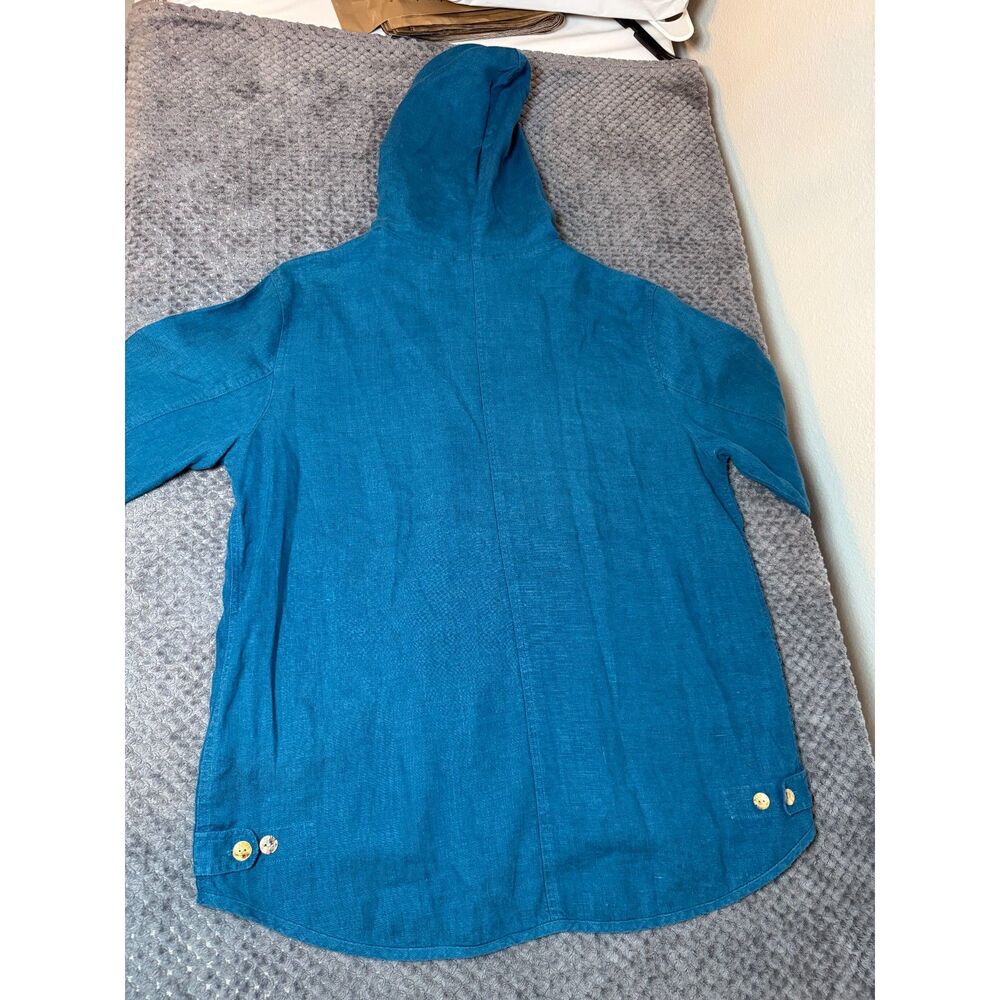 Chico’s Design Teal Hooded Zip Front Jacket Size 2